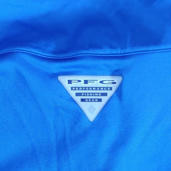 Columbia Shirt Men's Large Blue PFG Omni Shade 1/4 Zip Pullover Golf Gym Hiking - Picture 7 of 13
